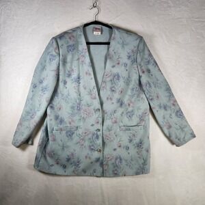 Vtg TanJay Blazer Jacket Womens‎ 18 Pastel Floral Button Up Made in Canada